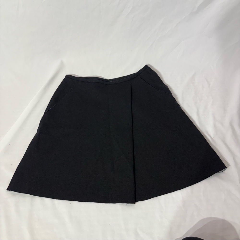 Wilfred By Aritzia Black Pleated Mini A-Line Skater Skirt Pockets Viscose Cotton
